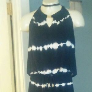 Black and White Tie Died Long Maxi Dress